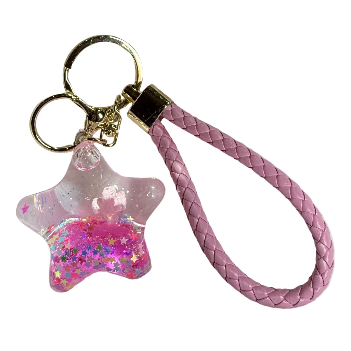 Pink Floating Cross Star Keychain – Cute Religious Gift for Kids & Adults