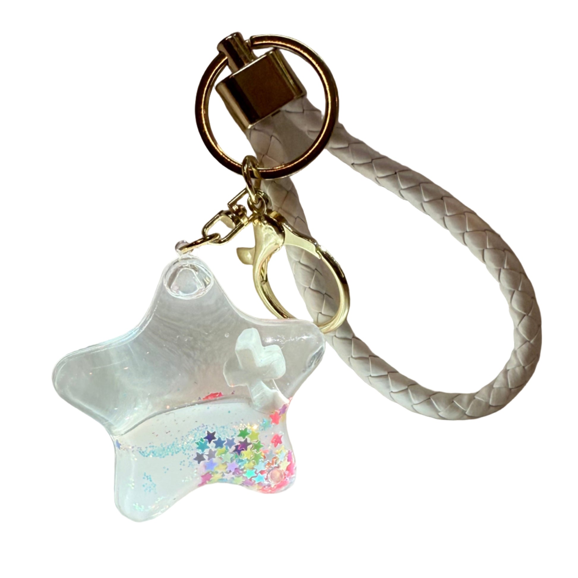 Keychain with a small cross charm 