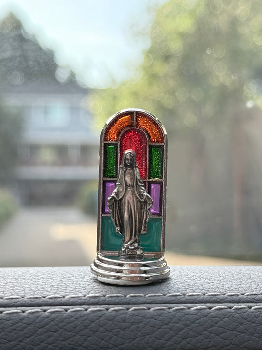 2 Counts Mini Colorful Alloy Virgin Mary Figurine – Compact Spiritual Ornament