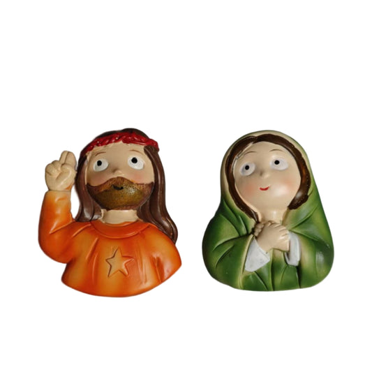 Cartoon Holy Father & Holy Mother 3D Resin Fridge Magnet Set