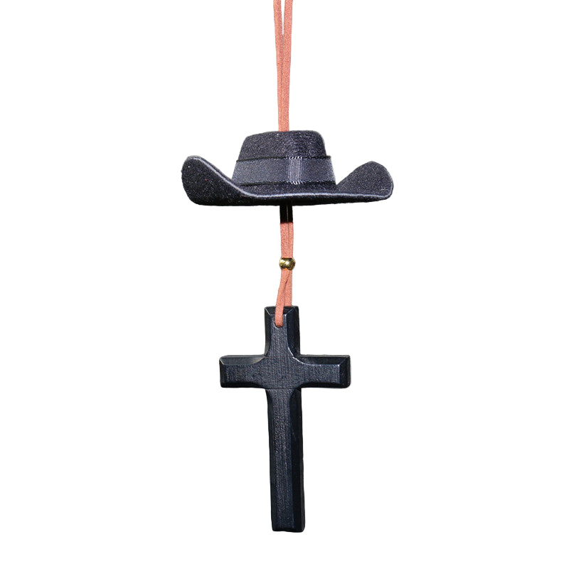 Cowboy Hat & Cross Car Charm – Western Style Hanging Ornament