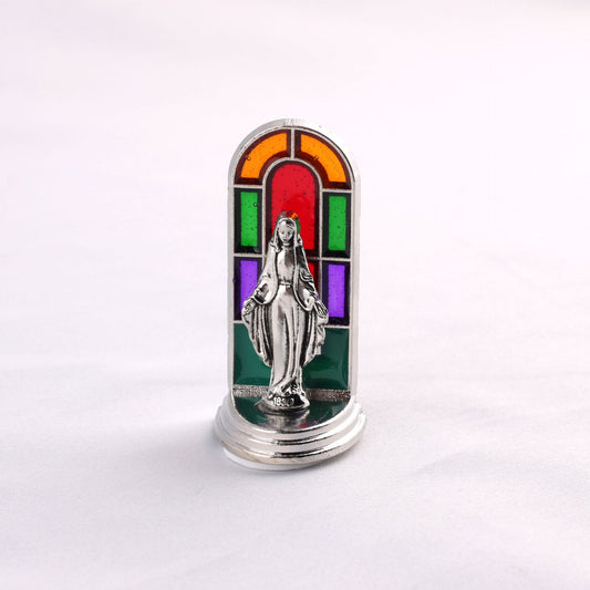 Mini Colorful Alloy Virgin Mary Figurine – Compact Spiritual Ornament
