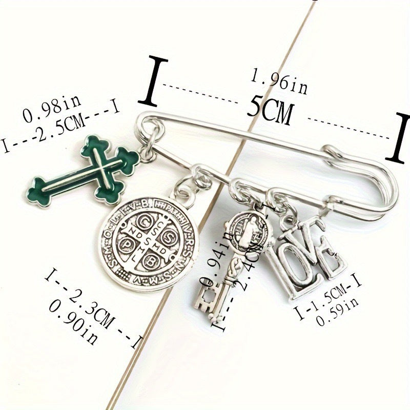 St. Benedict Medal Brooch – Vintage Double-Sided Faith Pin