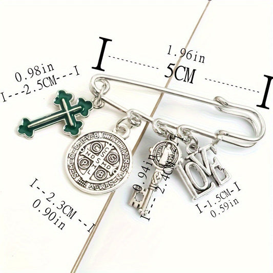 St. Benedict Medal Brooch – Vintage Double-Sided Faith Pin