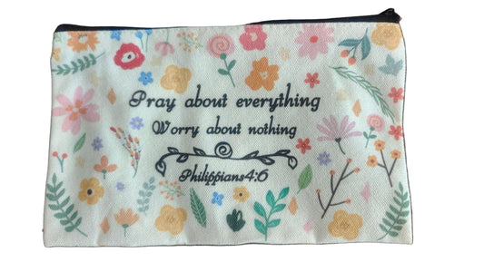 Canvas Bible Verse Zipper Pouch – 22 × 14 cm Faithful Pencil & Accessory Case